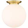 Beacon 17.75" Wide Satin Gold Flush Mount With Matte White Glass Shade