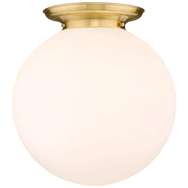 Image 1 Beacon 17.75" Wide Satin Gold Flush Mount With Matte White Glass Shade