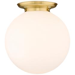 Beacon 17.75&quot; Wide Satin Gold Flush Mount With Matte White Glass Shade