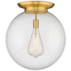 Beacon 17.75&quot; Wide Satin Gold Flush Mount With Seedy Glass Shade