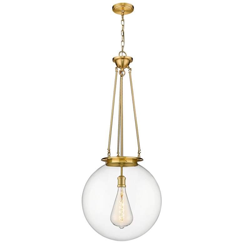 Image 1 Beacon 17.75 inch Wide Satin Gold Pendant With Clear Glass Shade