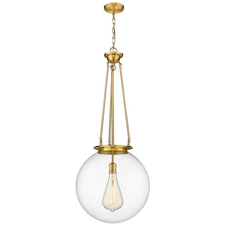 Image 1 Beacon 17.75" Wide Satin Gold Pendant With Clear Glass Shade