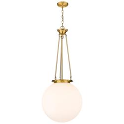 Beacon 17.75&quot; Wide Satin Gold Pendant With Matte White Glass Shade