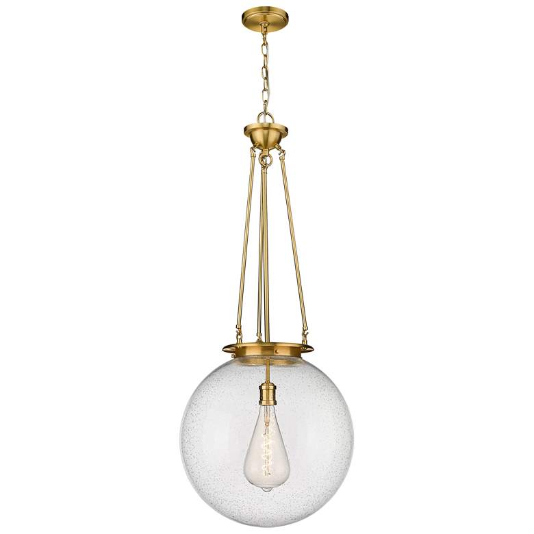 Image 1 Beacon 17.75" Wide Satin Gold Pendant With Seedy Glass Shade