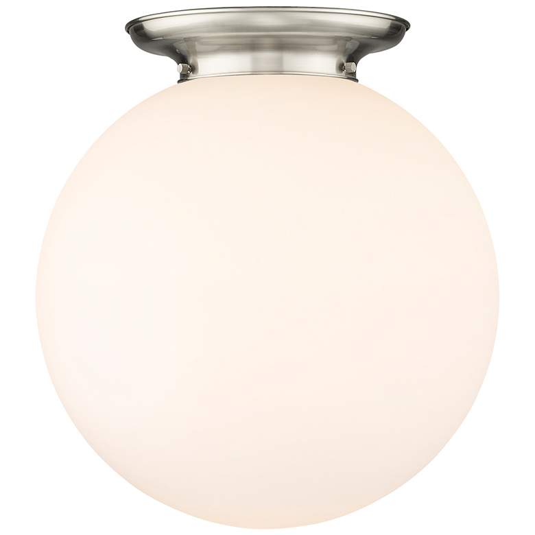 Image 1 Beacon 17.75 inch Wide Satin Nickel Flush Mount With Matte White Glass Sha