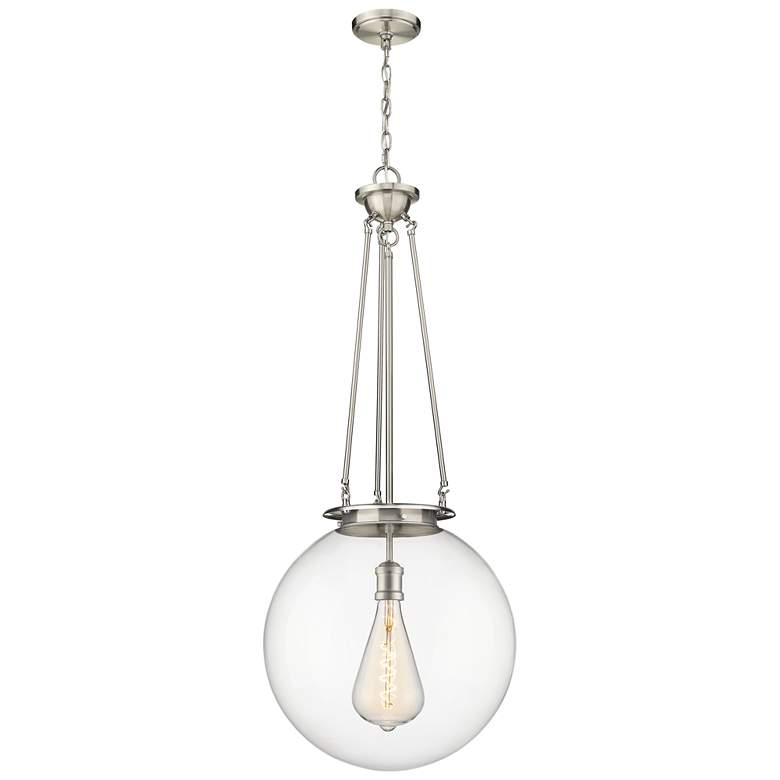Image 1 Beacon 17.75" Wide Satin Nickel Pendant With Clear Glass Shade
