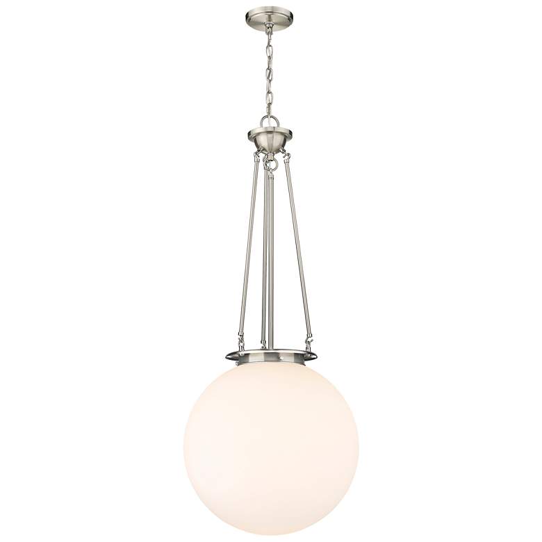 Image 1 Beacon 17.75" Wide Satin Nickel Pendant With Matte White Glass Shade