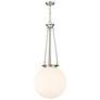 Beacon 17.75" Wide Satin Nickel Pendant With Matte White Glass Shade