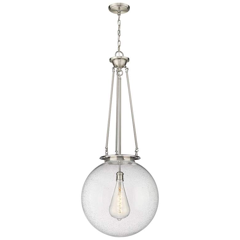 Image 1 Beacon 17.75" Wide Satin Nickel Pendant With Seedy Glass Shade