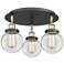 Beacon 17.75"W 3 Light Black Antique Brass Flush Mount w/ Clear Glass