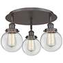 Beacon 17.75"W 3 Light Oil Rubbed Bronze Flush Mount With Clear Glass 
