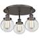 Beacon 17.75"W 3 Light Oil Rubbed Bronze Flush Mount With Clear Glass