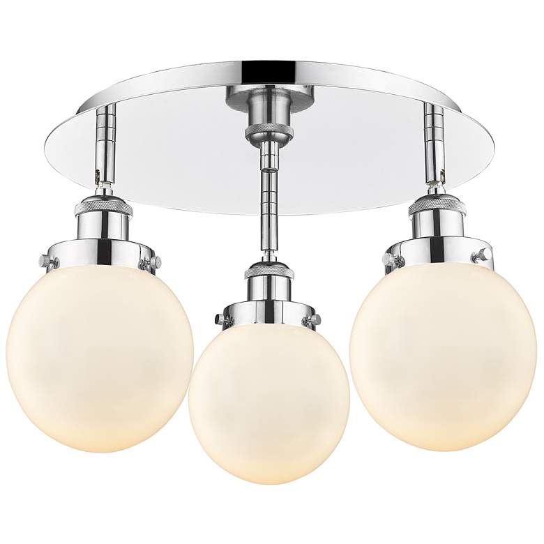 Image 1 Beacon 17.75"W 3 Light Polished Chrome Flush Mount w/ White Shade