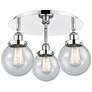 Beacon 17.75"W 3 Light Polished Chrome Flush Mount With Seedy Glass Sh