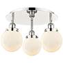 Beacon 17.75"W 3 Light Polished Nickel Flush Mount w/ White Shade