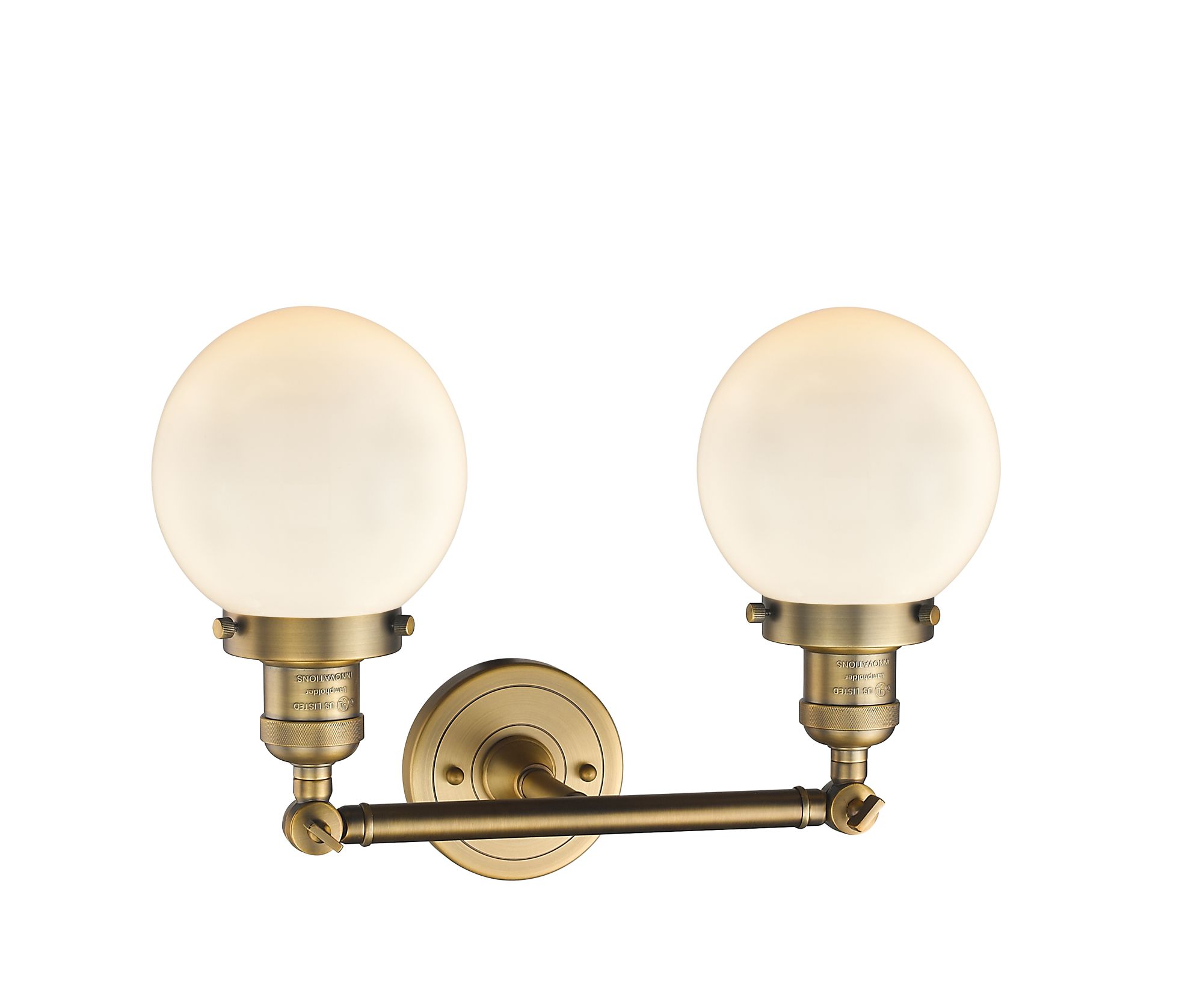 Image 2 Beacon 17" 2-Light Brushed Brass Bath Light w/ Matte White Shade more views
