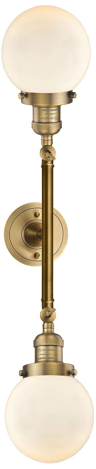 Image 3 Beacon 17" 2-Light Brushed Brass Bath Light w/ Matte White Shade more views