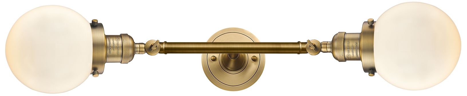 Image 4 Beacon 17" 2-Light Brushed Brass Bath Light w/ Matte White Shade more views