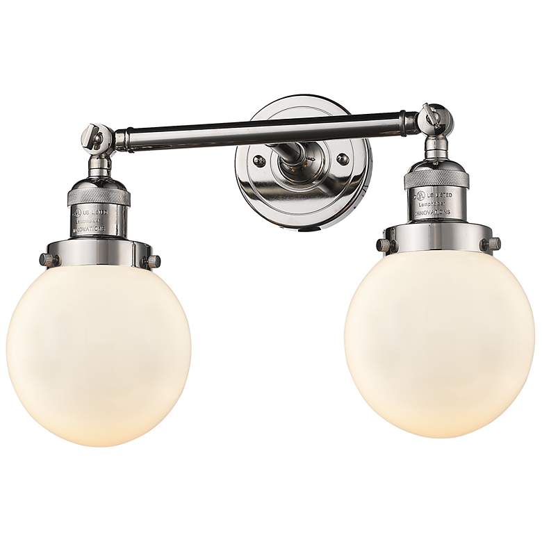 Image 1 Beacon 17" 2-Light Polished Nickel Bath Light w/ Matte White Shade