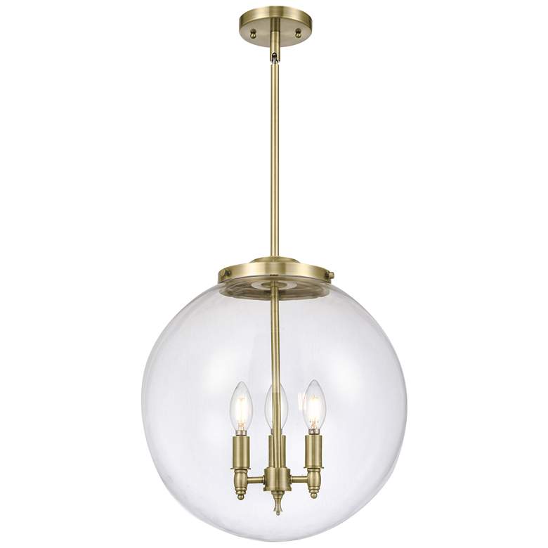 Image 1 Beacon 17 inch 3 Light Brass LED Pendant w/ Clear Shade