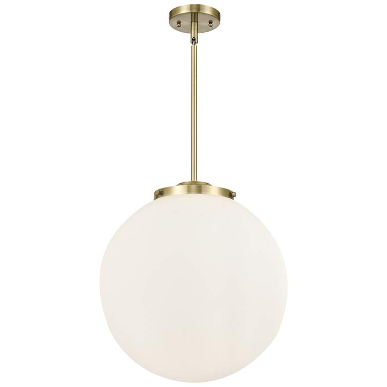 Image 1 Beacon 17" 3 Light Brass Pendant w/ White Shade