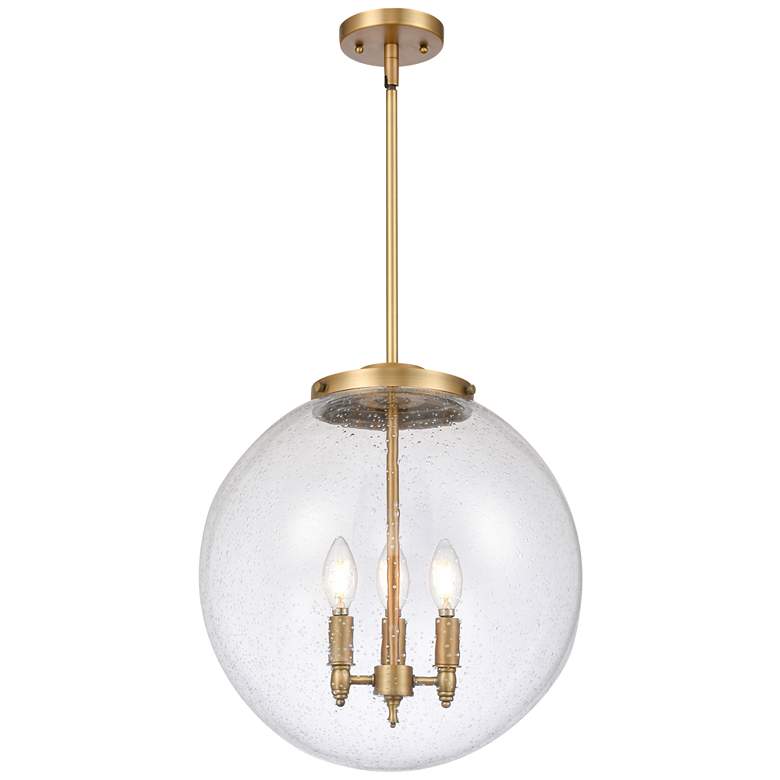 Image 1 Beacon 17" 3 Light Brushed Brass LED Pendant w/ Seedy Shade