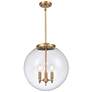 Beacon 17" 3 Light Brushed Brass Pendant w/ Clear Shade