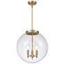 Beacon 17" 3 Light Brushed Brass Pendant w/ Seedy Shade
