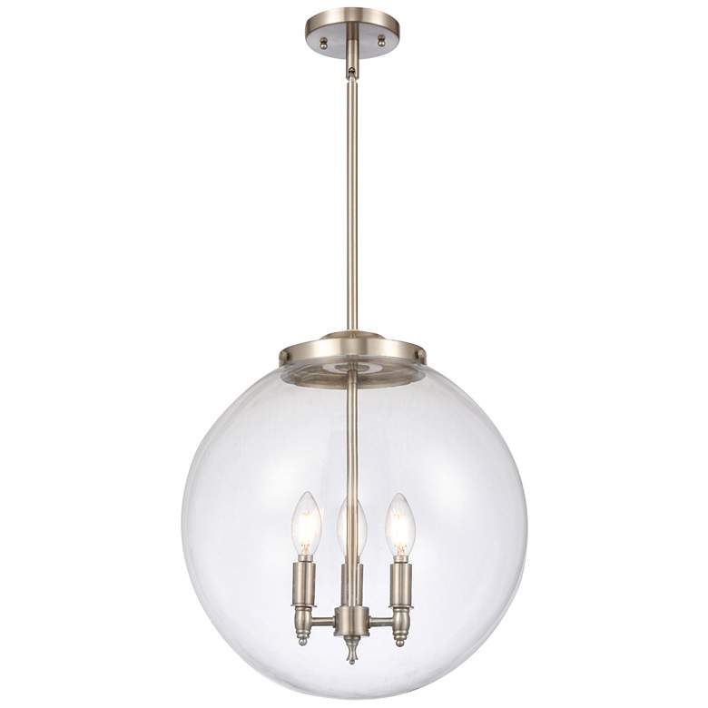 Image 1 Beacon 17 inch 3 Light Brushed Nickel Pendant w/ Clear Shade