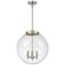 Beacon 17" 3 Light Brushed Nickel Pendant w/ Clear Shade