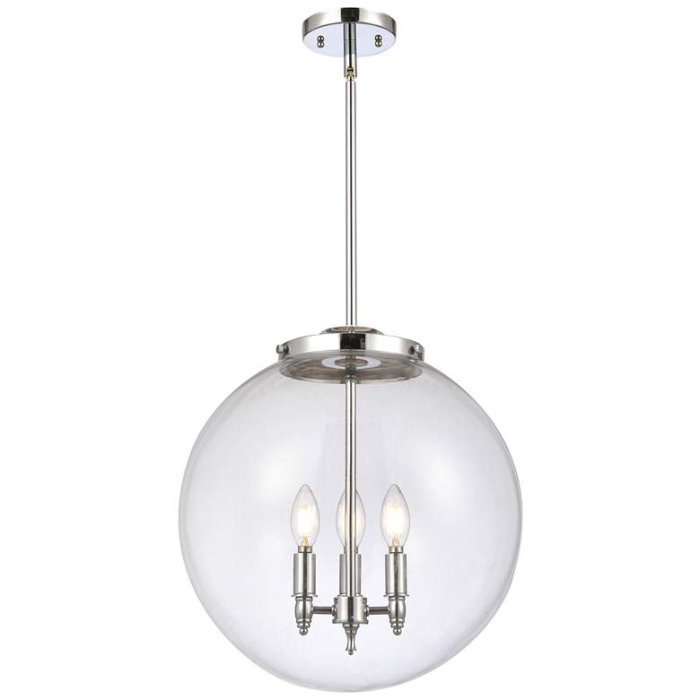 Image 1 Beacon 17" 3 Light Chrome LED Pendant w/ Clear Shade