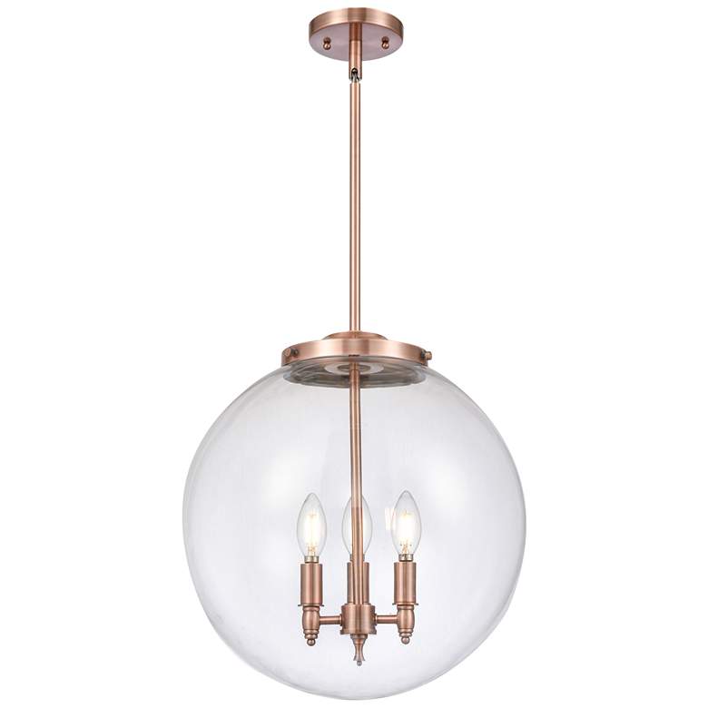 Image 1 Beacon 17 inch 3 Light Copper LED Pendant w/ Clear Shade