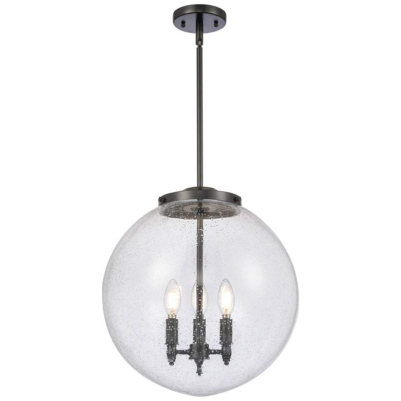 Image 1 Beacon 17" 3 Light Matte Black Pendant w/ Seedy Shade