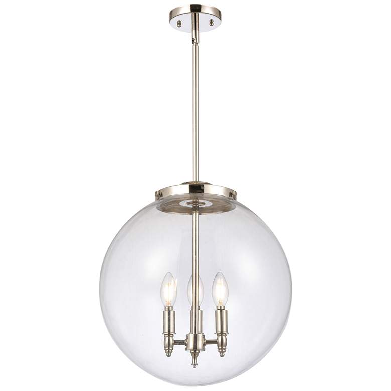 Image 1 Beacon 17" 3 Light Nickel Pendant w/ Clear Shade