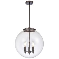 Beacon 17&quot; 3 Light Oil Rubbed Bronze LED Pendant w/ Clear Shade