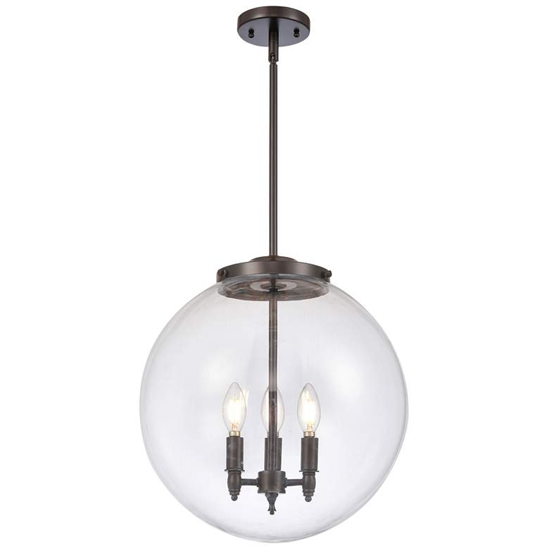 Image 1 Beacon 17" 3 Light Oil Rubbed Bronze LED Pendant w/ Clear Shade