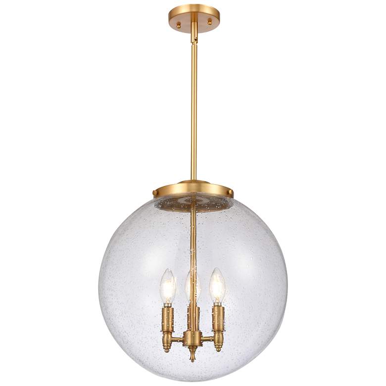 Image 1 Beacon 17" 3 Light Satin Gold Pendant w/ Seedy Shade