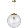 Beacon 17" Brass LED Pendant w/ Seedy Shade