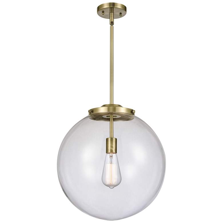 Image 1 Beacon 17" Brass Pendant w/ Clear Shade
