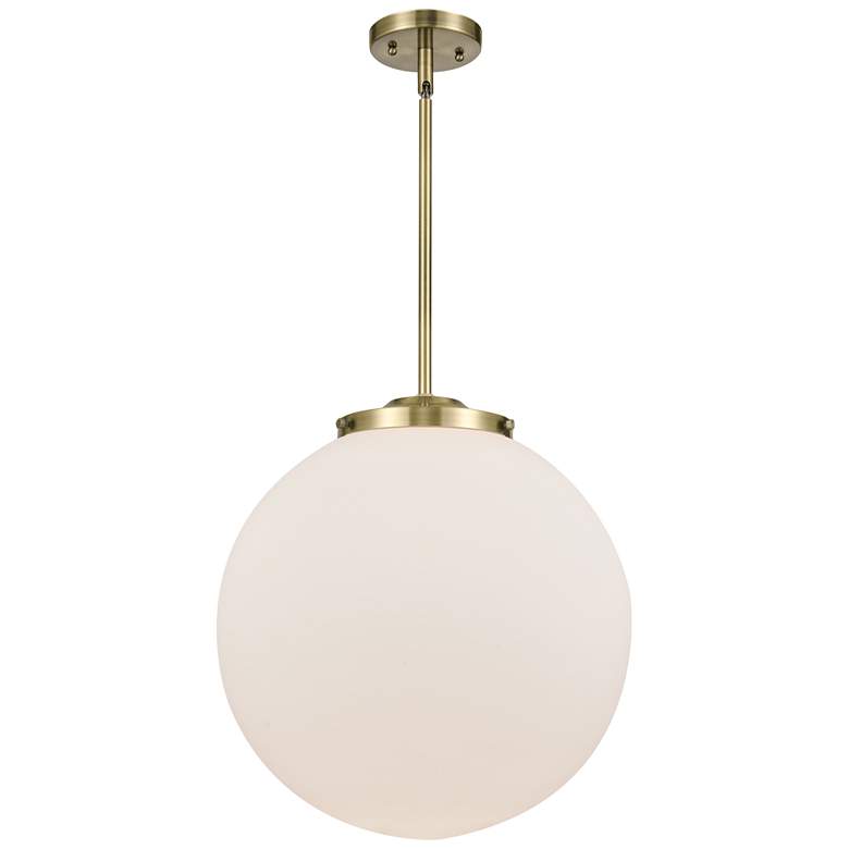Image 1 Beacon 17" Brass Pendant w/ White Shade