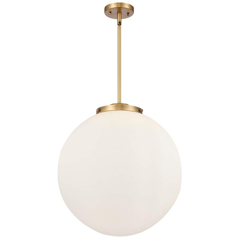 Image 1 Beacon 18" 3-Light Brushed Brass Pendant w/ Matte White Shade