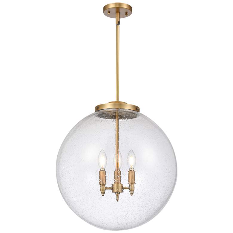 Image 1 Beacon 18" 3-Light Brushed Brass Pendant w/ Seedy Shade