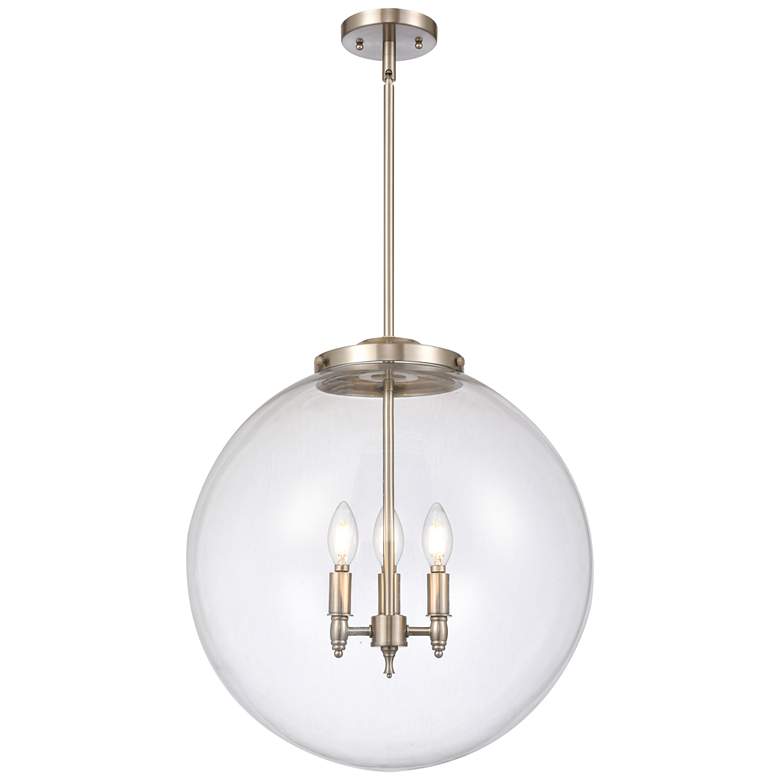 Image 1 Beacon 18" 3-Light Brushed Satin Nickel Pendant w/ Clear Shade