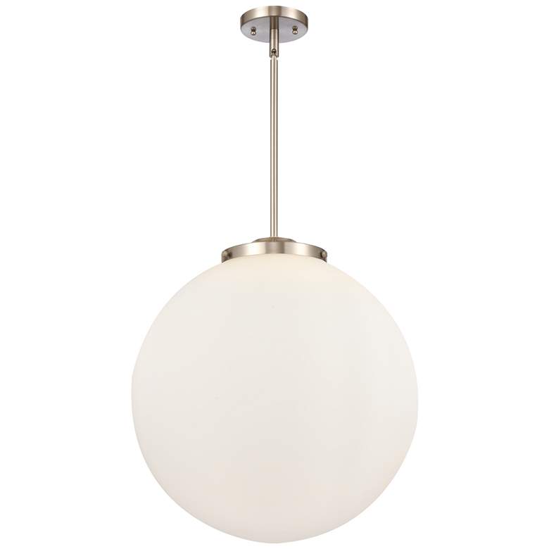 Image 1 Beacon 18" 3-Light Brushed Satin Nickel Pendant w/ Matte White Shade