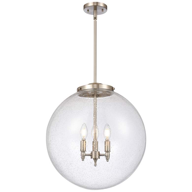 Image 1 Beacon 18" 3-Light Brushed Satin Nickel Pendant w/ Seedy Shade