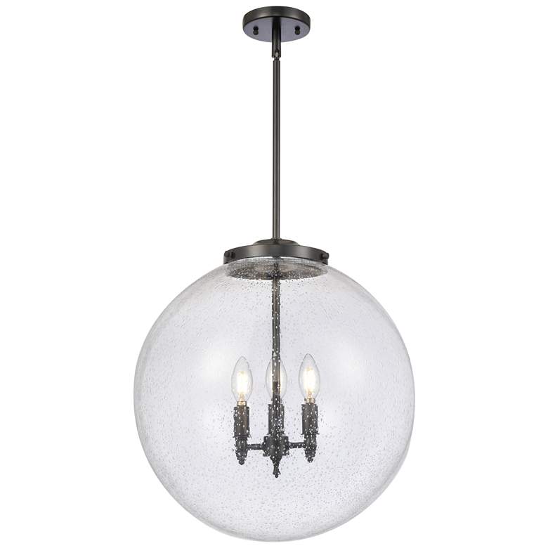 Image 1 Beacon 18" 3-Light Matte Black Pendant w/ Seedy Shade