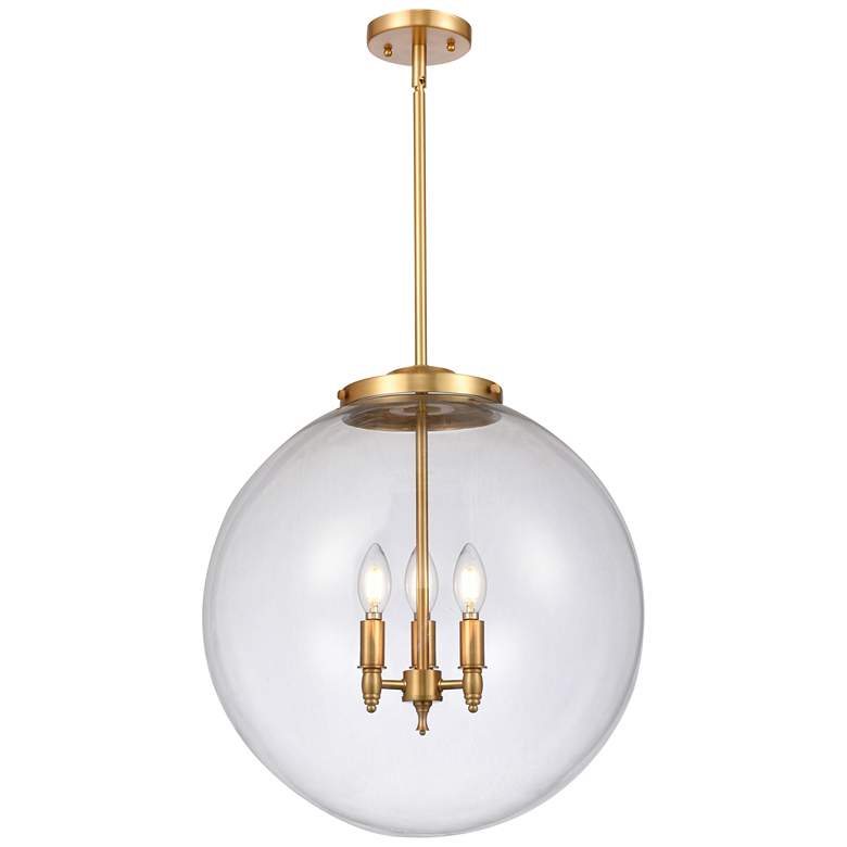 Image 1 Beacon 18" 3-Light Satin Gold Pendant w/ Clear Shade