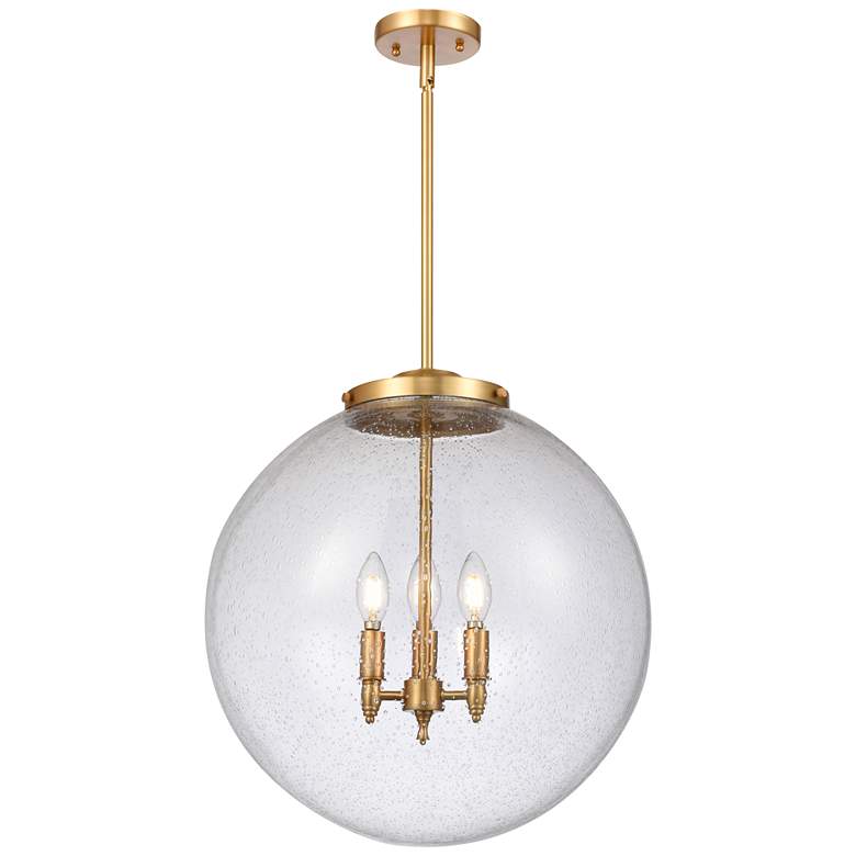 Image 1 Beacon 18" 3-Light Satin Gold Pendant w/ Seedy Shade