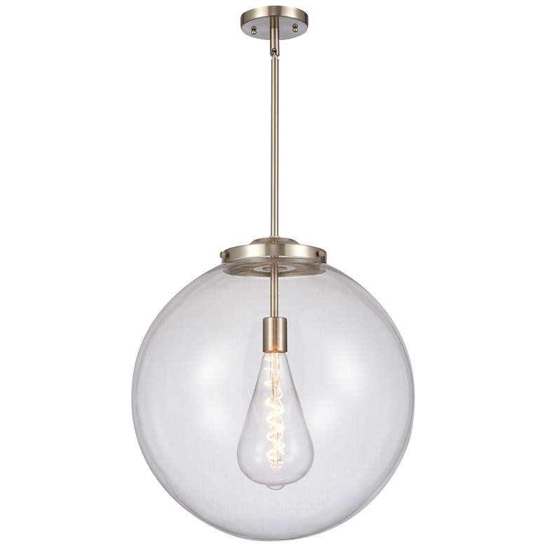 Image 1 Beacon 18" Brushed Satin Nickel Pendant w/ Clear Shade