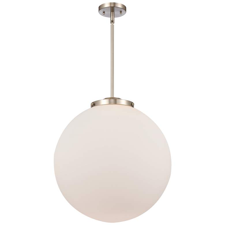 Image 1 Beacon 18" Brushed Satin Nickel Pendant w/ Matte White Shade